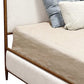 Royce Hammered Iron Upholstered Canopy Bed Upholstered Sides Frame 1208 Wesley Allen Queen CBC- FS-WS Hammered Copper Finish French Ivory Fabric Matriae