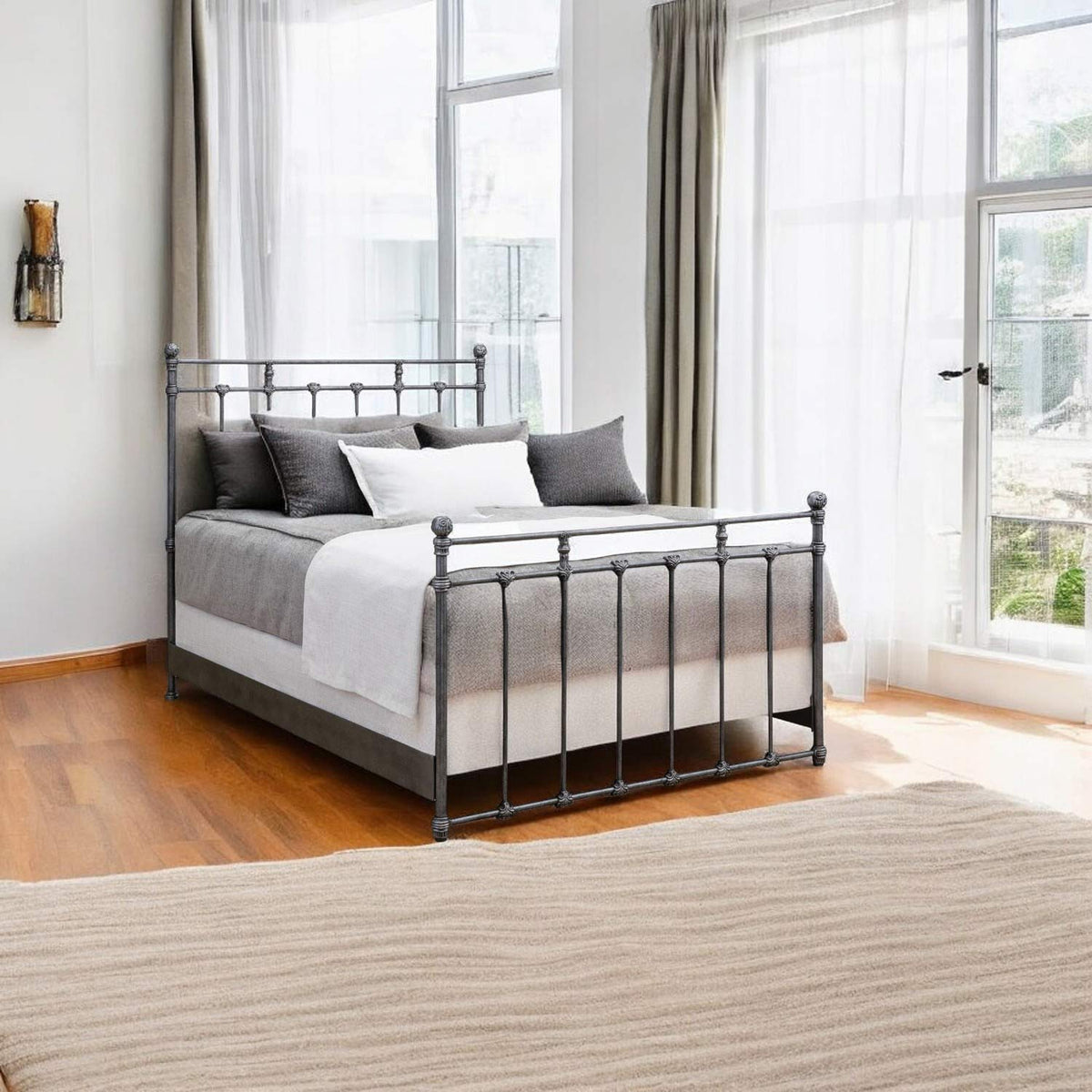 Sena Iron Bed in Silver Bisque