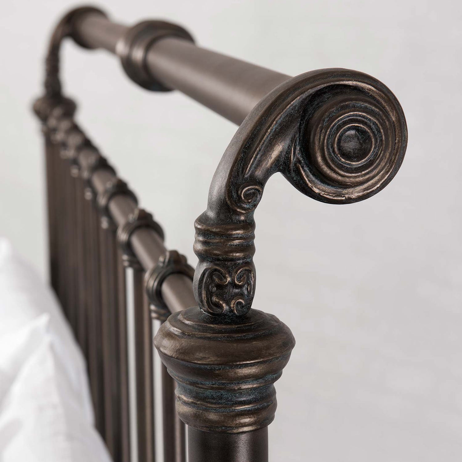 Sheffield Iron Headboard Metal Surround Bed 1039MS Wesley Allen Queen Aged Bronze Matriae