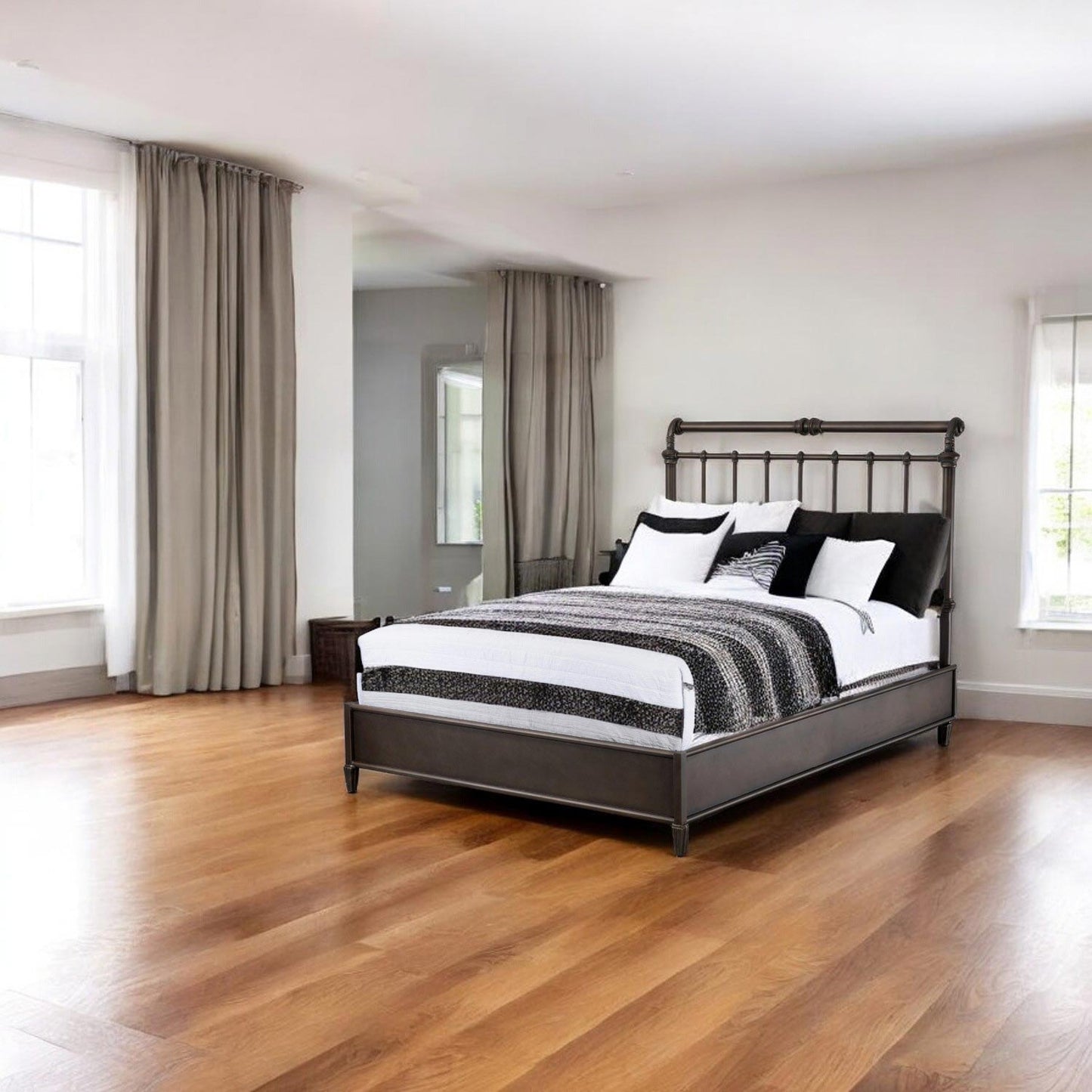 Sheffield Iron Headboard Metal Surround Bed 1039MS Bedroom Wesley Allen Queen Aged Bronze Matriae