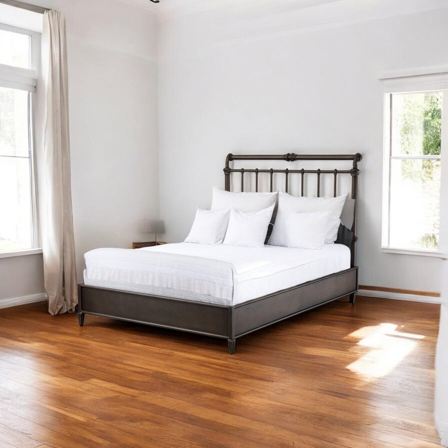 Sheffield Iron Headboard Metal Surround Bed 1039MS Bedroom Wesley Allen Queen Aged Bronze Matriae