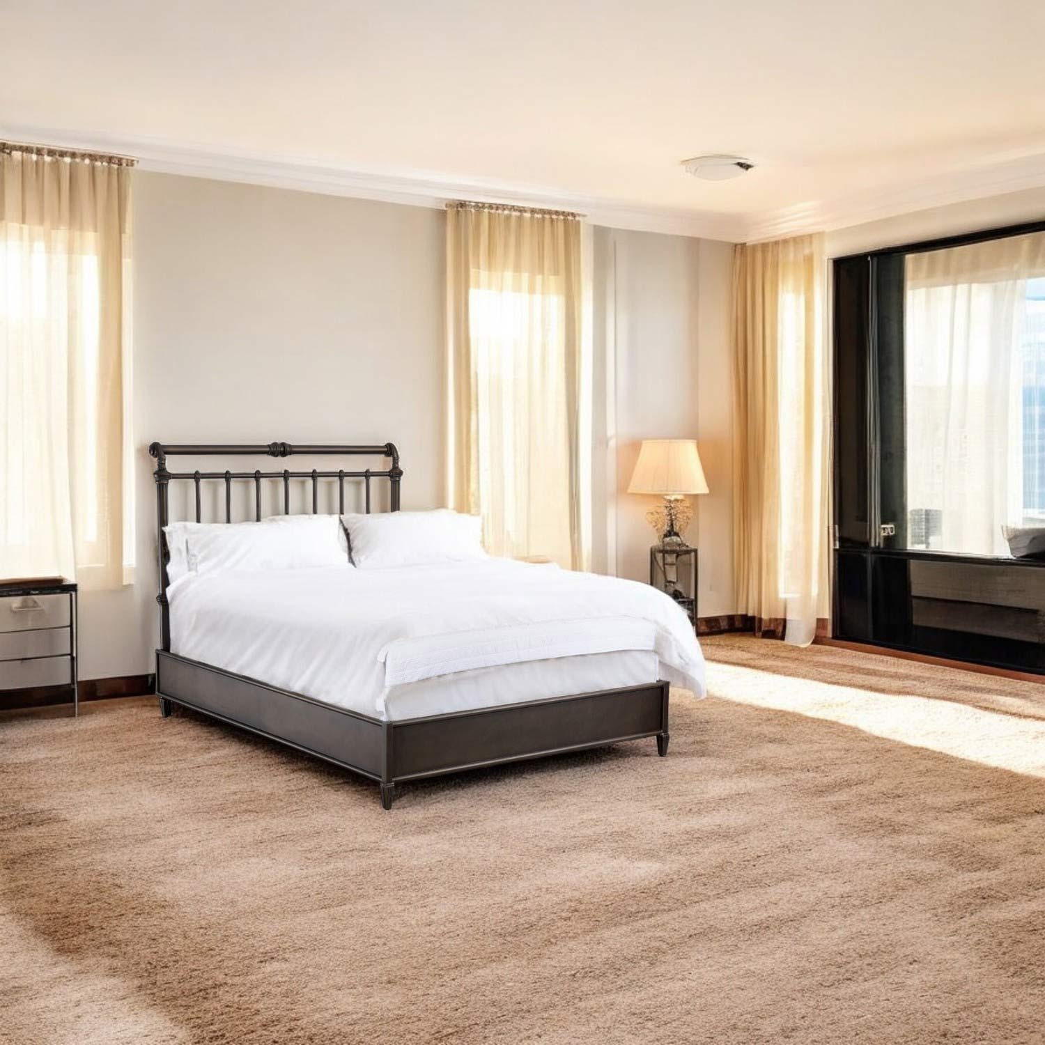Sheffield Iron Headboard Metal Surround Bed 1039MS Bedroom Wesley Allen Queen Aged Bronze Matriae