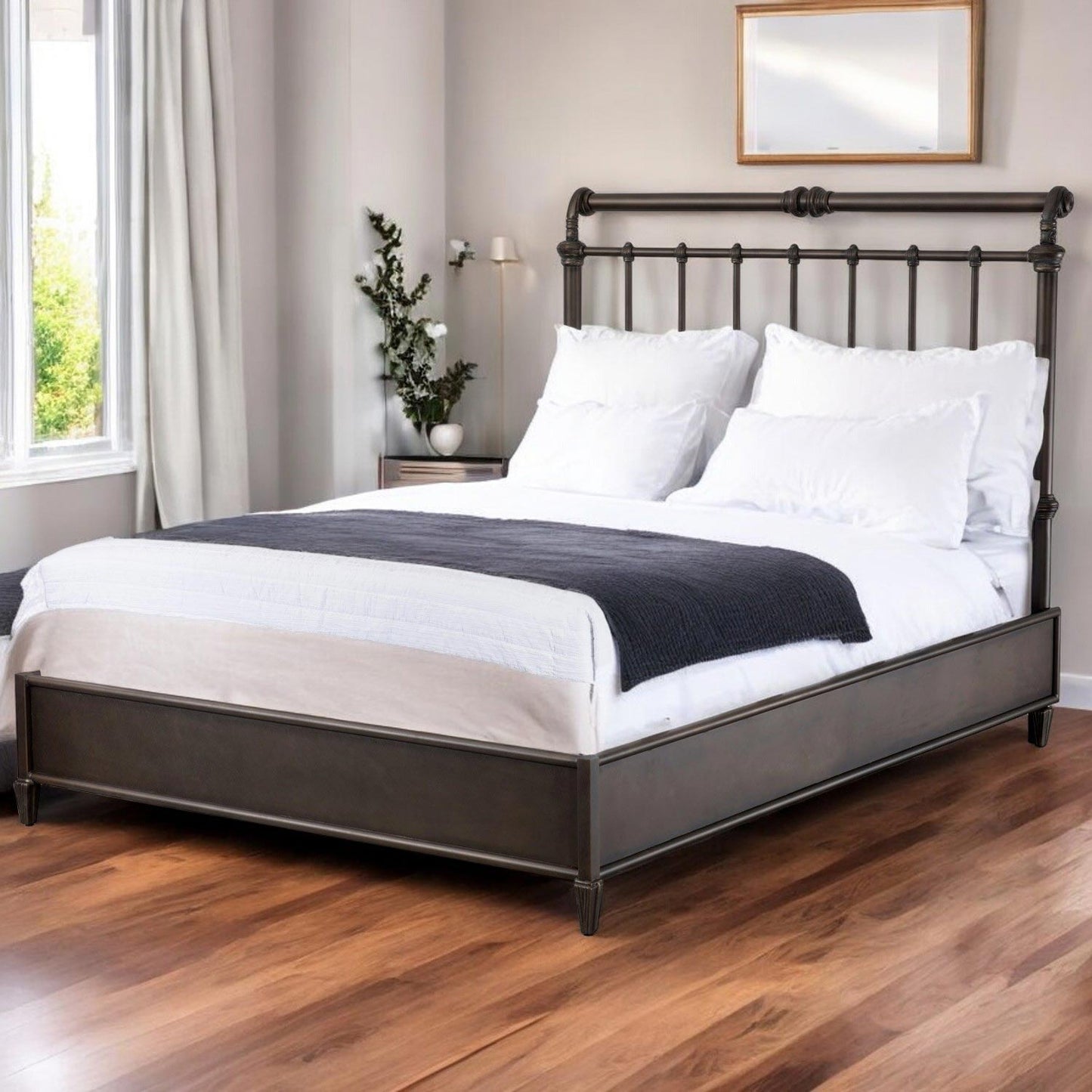 Sheffield Iron Headboard Metal Surround Bed 1039MS Bedroom Wesley Allen Queen Aged Bronze Matriae