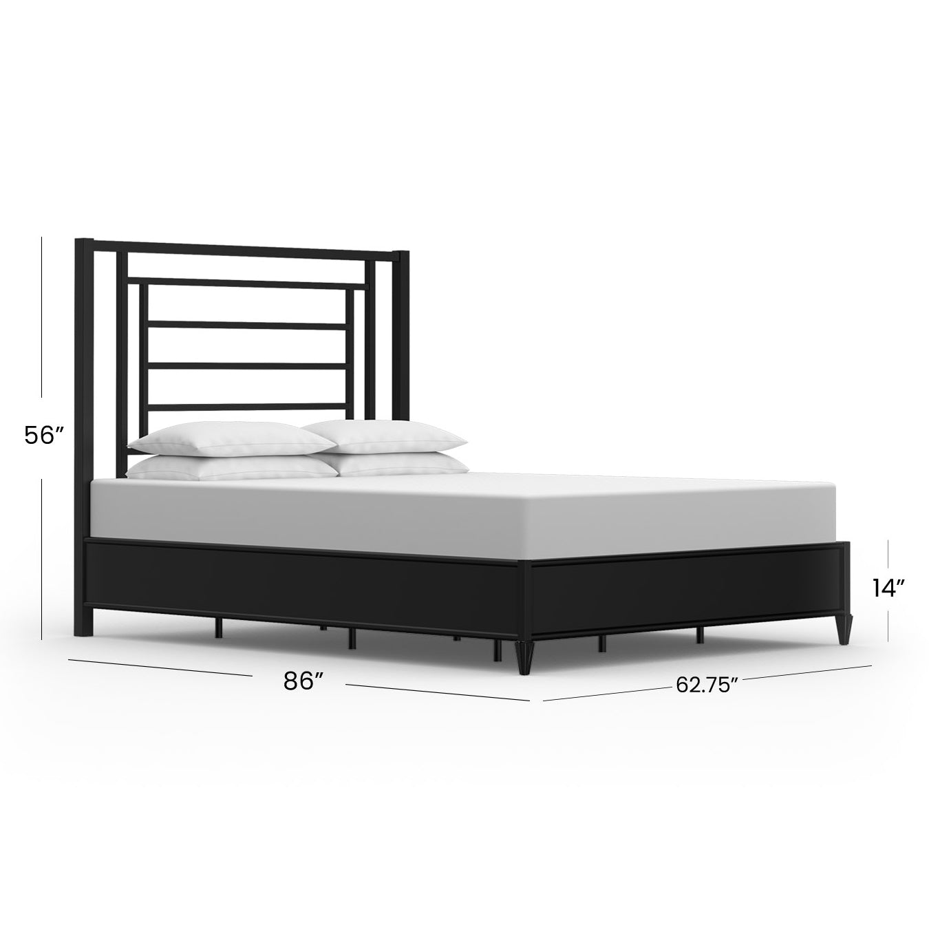 Sunset Iron Headboard Metal Surround Bed 1320MS Wesley Allen Queen Matte Black Matriae Dimensions