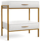    Toki Wood Iron Nightstand 5115 Opaque Copper Finish White Wood Finish Wesley Allen Matriae