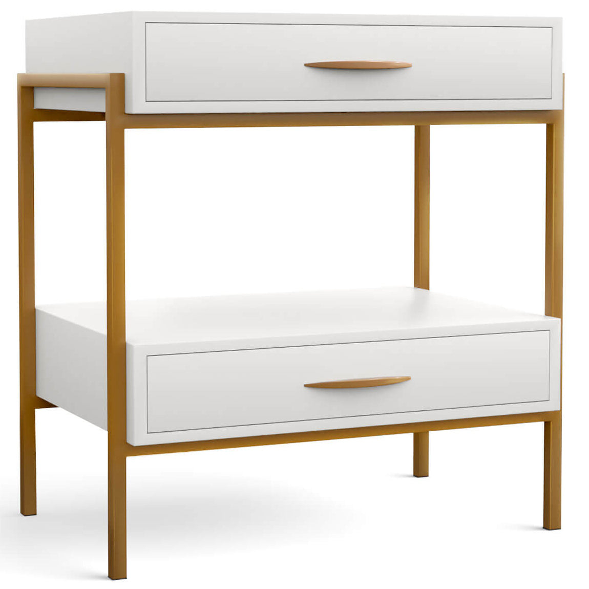    Toki Wood Iron Nightstand 5115 Opaque Copper Finish White Wood Finish Wesley Allen Matriae