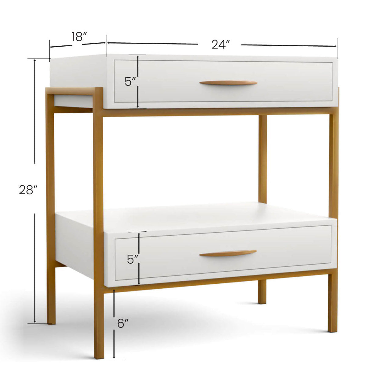    Toki Wood Iron Nightstand 5115 Opaque Copper Finish White Wood Finish Wesley Allen Matriae dimensions